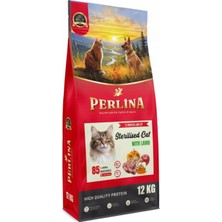 Perlina Sterilize Kuzulu Kedi Maması, Yüksek Protein, Düşük Tahıllı, 12 Kg, Kısırlaştırılmış Kediler Için