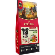 Perlina Orta ve Büyük Irk Yetişkin Köpek Maması, Balıklı, 2 Kg,%78 Hayvansal Içerik