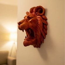 Epilons Dekoratif Asılabilir Aslan Başı 3d Duvar Heykeli Gold Red 20x21 Cm