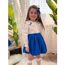 Yiğit Butik Balon Etekli Nakış Işleme Gömlekli Kız Çocuk Takım