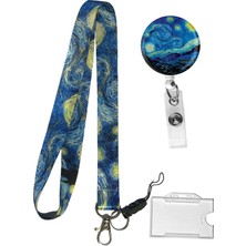 Stormistoretr 3 Lü Yıldızlı Geceler Set Boyun Ipi Yoyo Yaka Kartı