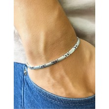 Siset Gümüş 925 Ayar Sertifikalı  Gümüş Erkek Bileklik