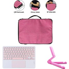 Microcase Samsung S10 Fe Plus Tablet ile Uyumlu Toucpad Bluetooth Klavye + Tablet Standı - Pembe AL5194