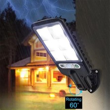 WİderMarkt Uzaktan Kumandalı Solar, Güneş Enerjili Sensörlü Duvar Lambası -120 Adet Cob Led, Bahçe Aydınlatması