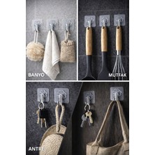 10’lu Kendinden Yapışkanlı Şeffaf Duvar Askısı – Çivisiz, Iz Bırakmaz, Güçlü Metal Kanca