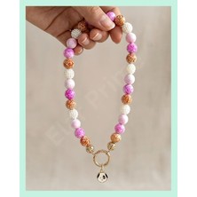 Elar Aksesuar El Yapımı Pembe Boncuklu Köpek Tasması