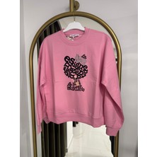 Loco Loco Kız Çocuk 7855 Harf Kedi Baskılı 2 Iplik Sweat