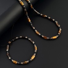 Seven Art Jewelry Kaplangözü & Akik Makrome Kolye Bileklik Set