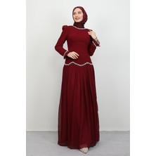 Eftalya Sırt Detay Abiye Bordo