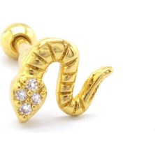 Bz Burgu Zincir Altın Kaplama Zirkon Taşlı Yılan Piercing PRC-155