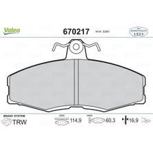 Valeo 670217 - Ön Balata Favorit 91-97 Felıcıa 92-01 Caddy 1.6 1.9d 96-12.00