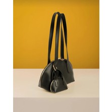 Özüm Takı Çanta Kadın Mini Çantalı Charm Detaylı Uzun Saplı El ve Kol Çantası Siyah