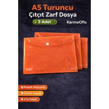 KarmaOfis A5 Turuncu Çıtçıt Zarf Dosya 3 Adet – Plastik Evrak Dosyası