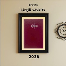 KarmaOfis 2026 Ajanda 17X24 Çizgili Bordo