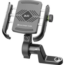 Belle Fusion Bfs Motosiklet Gidon ve Ayna Bağlantılı Motor ve Bisiklet Uyumlu Telefon Tutucu 12-24W Hızlı Şarj