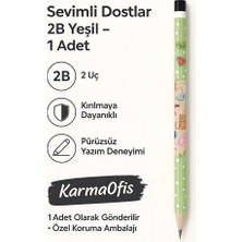 KarmaOfis Sevimli Dostlar 2b Kurşun Kalem – Çocuklar Için Desenli Kalem | 1 Adet | Yeşil