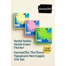 KarmaOfis 75X75MM Yapışkanlı Not Kağıdı 3’lü Set (Pastel Sarı, Pembe, Yeşil)