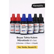 KarmaOfis Beyaz Tahta Kalemi Mürekkep Seti (6 Mürekkep)