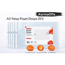 KarmaOfis A3 Yatay Poşet Dosya 25’li – Şeffaf Pp Geniş Evrak Koruyucu Dosya