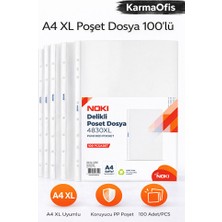 KarmaOfis A4 Xl Poşet Dosya 100’LÜ – Geniş Delikli Şeffaf Pp Evrak Koruyucu