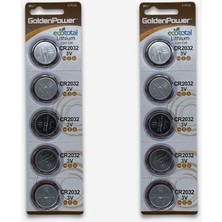 Işık Tv Golden Power CR2032 Lityum Düğme Pil, 3 Volt, 5'li Kart