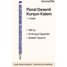 KarmaOfis Floral Desenli Kurşun Kalem 1 Adet – 2b Yazım – Şık Desenli Kalem | Mavi