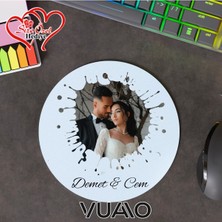 Vuao Kişiye Özel Fotoğraflı ve Isimli Yuvarlak Mouse Pad 19.5 Cm, Kaymaz Taban - Baskılı Mousepad
