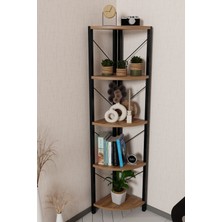 Alpa Ev Mobilya 150 cm 5 Raflı Metal Köşe Kitaplık - Salon Dekoratif Çiçeklik ve Aksesuar Standı