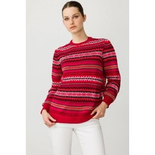 Centilmen Desen Triko Sıfır Yaka Komple Jakarlı Yün Kazak 25100