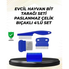 Epilons 4 Parçalı Evcil Hayvan Tarak Seti – Paslanmaz Çelik Dişli, Ergonomik Saplı