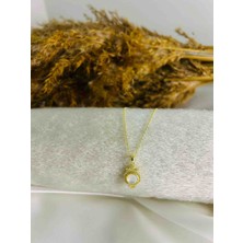 Generic 925 Ayar Gümüş Gold (Altın ) Renkli Zirkon Taşlı Kadın Kolye -  Sedefli Model