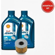 Shell Advance 10W-40 Ax7 2'li Avantaj Paketi - Cfmoto NK-250 / SR-250 Bakım Seti + Yağ Filtreli