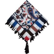 Kızca Hint Ipek Eşarp Kırmızı Mavili 110 Luk