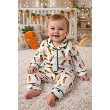 Aki Moda Kids Bebek Havuç Desenli Pamuklu Pijama Takımı 2’li Set