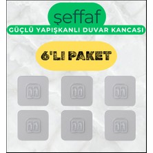 Rosfloa 6'lı Şeffaf Kendinden Güçlü Yapışkanlı Mutfak, Kahve Köşesi Banyo, Duş Çok Amaçlı Kancalı Askı