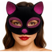 Soi Home Siyah Renk Fuşya Simli Süet Kaplama Kedi Maskesi 18X14 cm