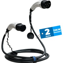 Hims EMEF-22T2-SB-2 22KW Tip 2 Beyaz Soketli 2m Elektrikli Araç Şarj Kablosu