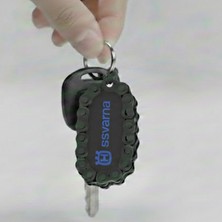 Ümraniye 3D Husqvarna Logolu Özel Tasarım Zincir Detaylı Motosiklet Anahtarlığı