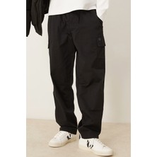 Calvin Klein Straight Leg Cargo Trousers Erkek Bol Kesim Kargo Cepli Eşofman Altı Siyah
