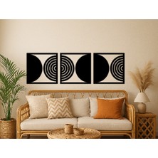Alteks Dekor Modern Geometrik Siyah Mdf Duvar Dekoru,cnc Router Kesim, 3 Lü Duvar Süsü
