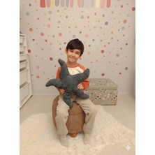 Puff Table Peluş Deniz Yıldızı Yastık Kırlent Içi Dolgulu Antrasit Teddy Kumaş Büyük Boy
