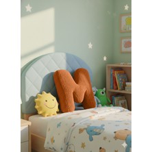 Puff Table Peluş M Harf Yastık , Dekoratif Kırlent ,koyu Kahve Teddy Kumaş , Büyük Boy 50 cm