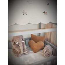 Puff Table Peluş Kalp Yastık Dekoratif Kırlent Teddy Camel Renk Kumaş Büyük Boy