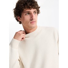 Boss Bisiklet Yaka Relaxed Bej Erkek Kazak Koltorp