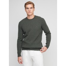 Brooks Brothers Bisiklet Yaka Standart Haki Erkek Kazak BBFW25MKL025