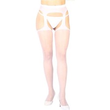 Nilavia Beyaz Özel Bölgesi Açık Fantazi Külotlu Çorap TM1054 - AL002A-61U134