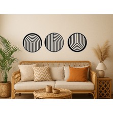 Alteks Dekor Modern Geometrik Siyah Mdf Duvar Dekoru,cnc Router Kesim, 3 Lü Duvar Süsü