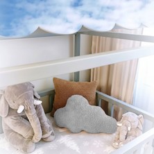 Puff Table Peluş Bulut Yastık Kırlent Içi Dolgulu Açık Gri Teddy Kumaş Büyük Boy