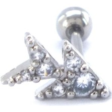 Bz Burgu Zincir 316L Çelik Zirkon Taşlı Ağaç Piercing PRC-192