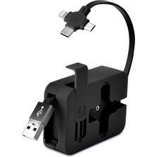 Mey İthalat Cep Tipi Telefon Tutuculu Makaralı Uzayıp Kısalabilen 3'ü 1 Arada USB Şarj Kablosu